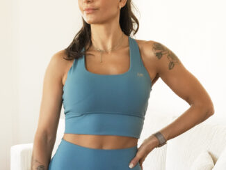 Ne-1710 alt : Brassière Glow Club – Bleu Serenity | ambrée. vue de dos